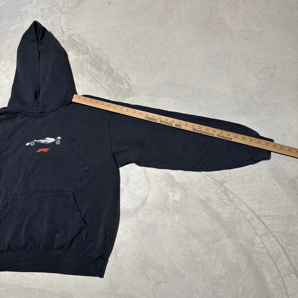 Formula 1 Hoodie Men's SZ L Black Pacsun Pockets Racecar F1 Thick Heavy Racing - Picture 7 of 11